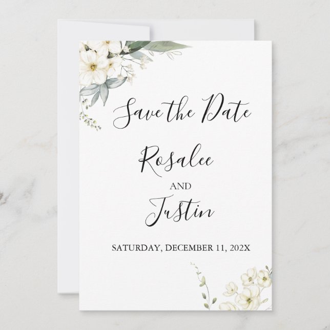 Tarjeta plana de aviso de fecha de boda (Anverso)