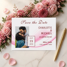 Tarjeta plana de aviso de fecha de boda con onda r