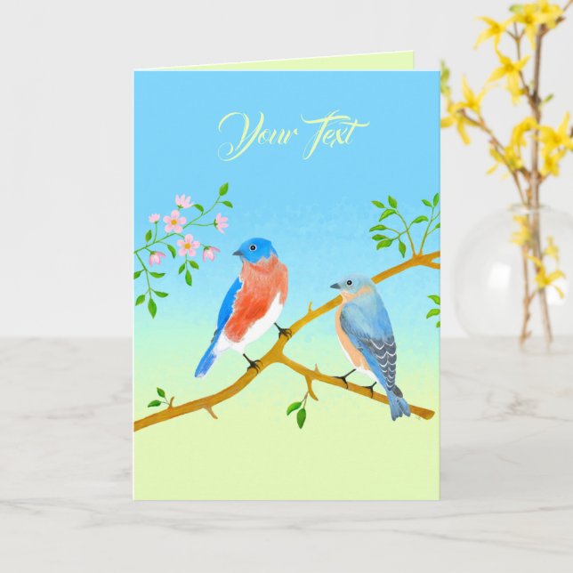 Tarjeta plana de azulejos azul pálido y verde (flor amarilla)