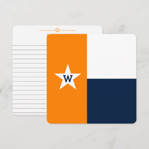 Tarjeta plana de bandera azul de Texas para naranj