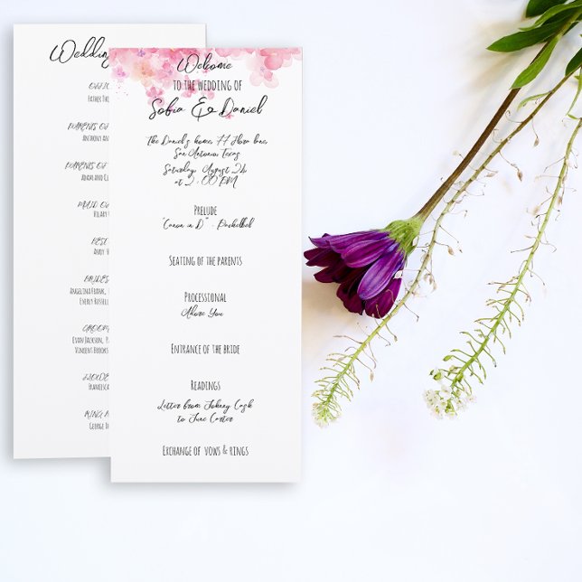 Tarjeta plana de boda rústica de flor rosa minimal (Subido por el creador)
