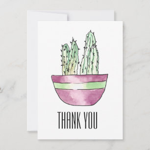 Tarjeta plana de cactus de agradecimiento moderna