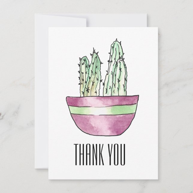 Tarjeta plana de cactus de agradecimiento moderna (Anverso)