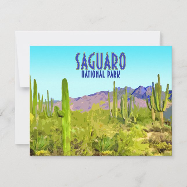 Tarjeta plana de cactus del Parque Nacional Saguar (Anverso)