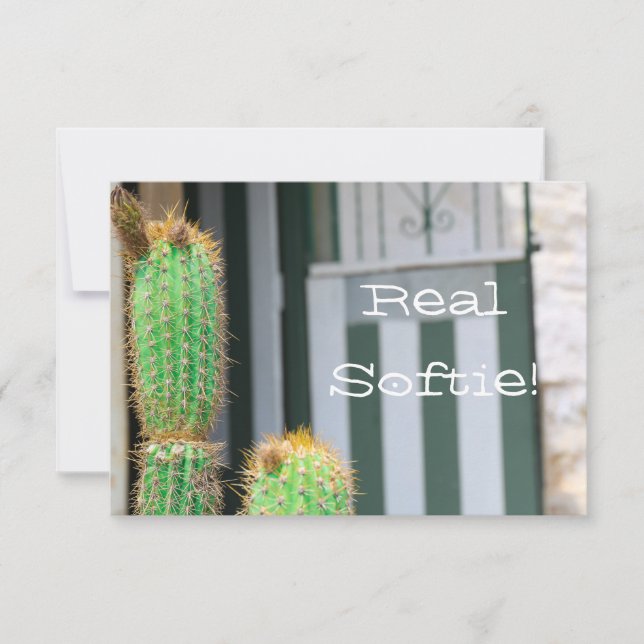 Tarjeta plana de cactus verde suave real funky (Anverso)