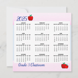 Tarjeta plana de calendario Apple 2025 para profes