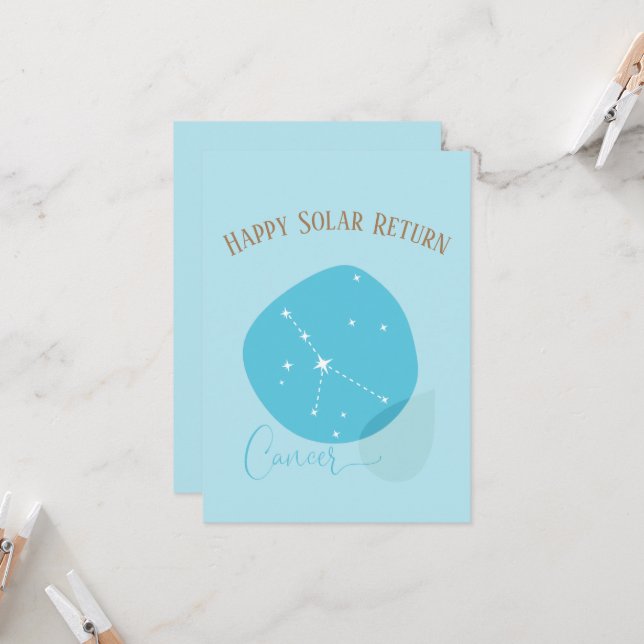 Tarjeta plana de cáncer de cumpleaños Zodiac (Anverso/Reverso In Situ)
