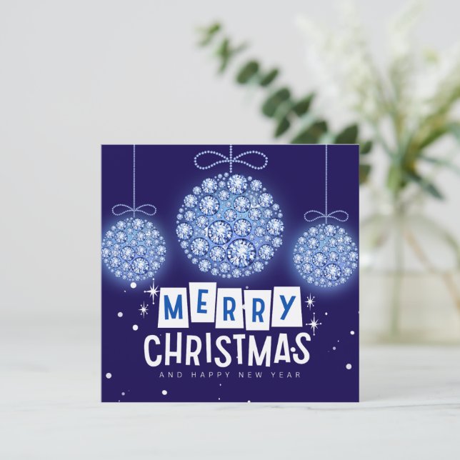 Tarjeta plana de canto de Navidad para diamantes (Anverso de pie)