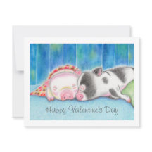 Tarjeta plana de cerdos mini valentín
