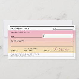 Tarjeta plana de cheques rosados de la ley de atra