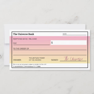Tarjeta plana de cheques rosados de la ley de atra
