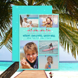 Tarjeta plana de Collage de fotos Flamingos Stars