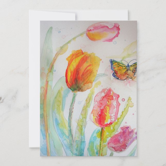 Tarjeta plana de color Tulip Butterfly (Anverso)