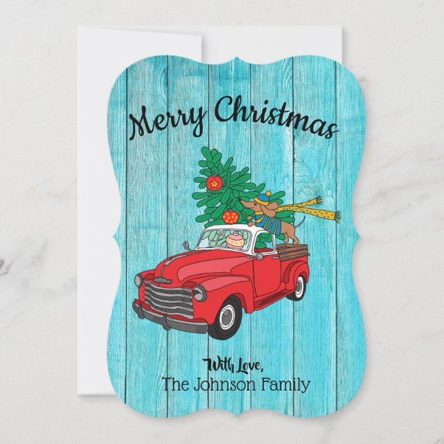 Tarjeta plana de compras de árbol de Navidad Dachs (Anverso)