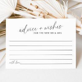 Tarjeta plana de consejos y deseos del boda