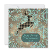 Tarjeta plana de copos de nieve de reno con rellen