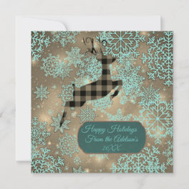 Tarjeta plana de copos de nieve de reno con rellen