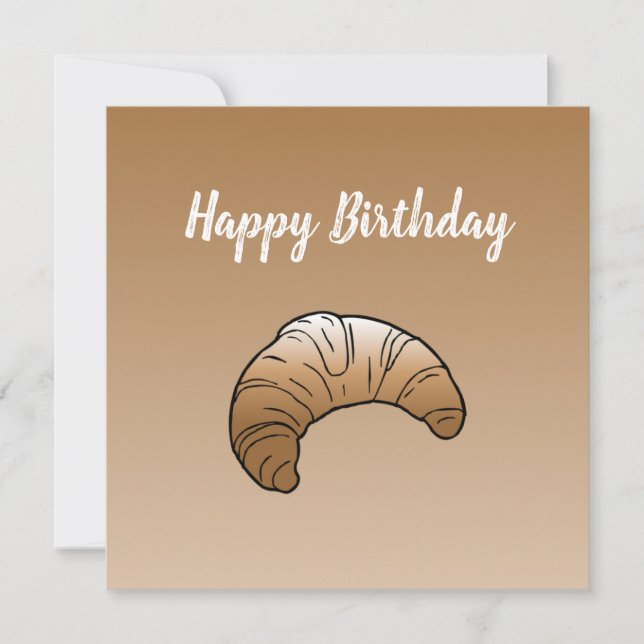 Tarjeta plana de croissant para felicitar cumpleañ (Anverso)