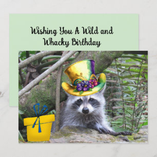 Tarjeta plana de cumpleaños Adorable Baby Raccoon