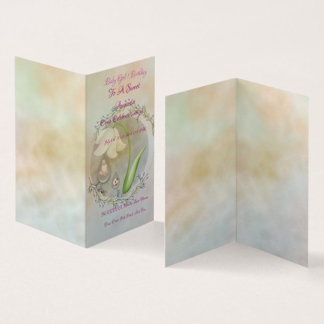 Tarjeta plana de cumpleaños Baby Girl 1 (Interior y exterior)