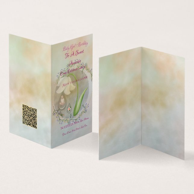 Tarjeta plana de cumpleaños Baby Girl 1 (Interior y exterior)