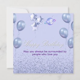 Tarjeta plana de cumpleaños colorida con globo