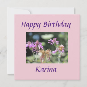 Tarjeta plana de cumpleaños Corfu Lilac Wildflower
