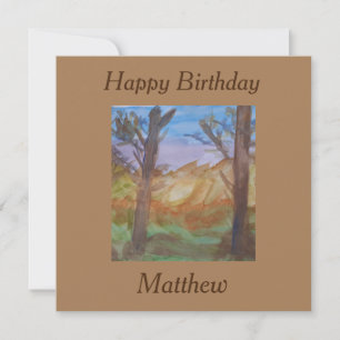 Tarjeta Plana de cumpleaños de árboles de sol