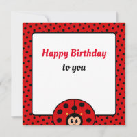 Tarjeta plana de cumpleaños de Cute Lady Bug