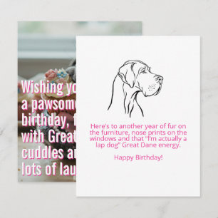Tarjeta plana de cumpleaños de Gran Danés