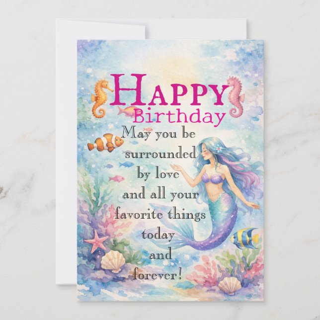 Tarjeta plana de cumpleaños de la hija (Anverso)