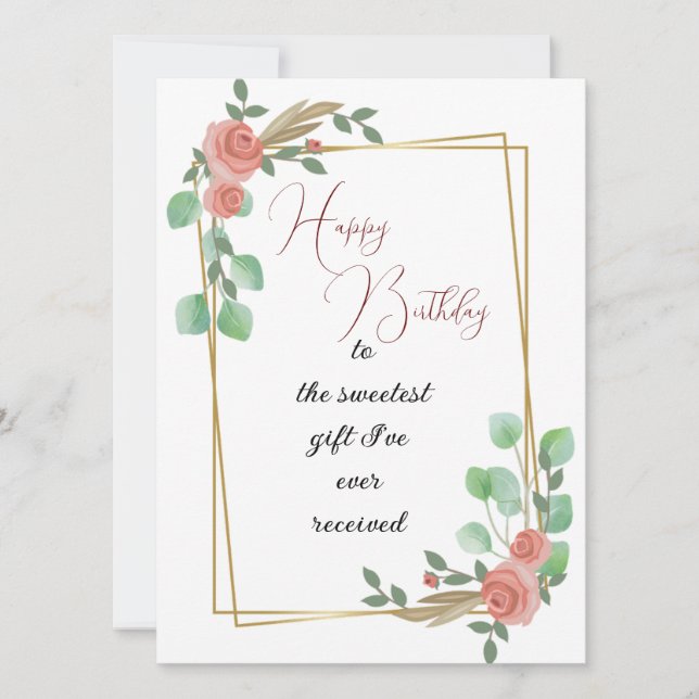 Tarjeta plana de cumpleaños de la hija (Anverso)