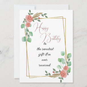 Tarjeta plana de cumpleaños de la hija