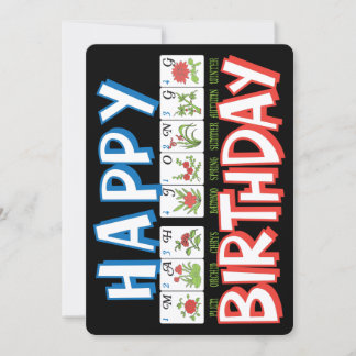 Tarjeta plana de cumpleaños de Mah Jongg