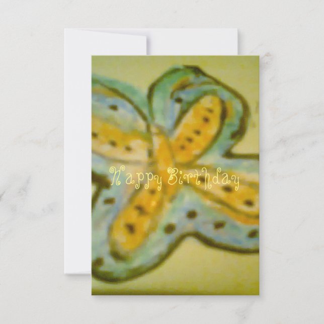 Tarjeta plana de cumpleaños de mariposa (Anverso)