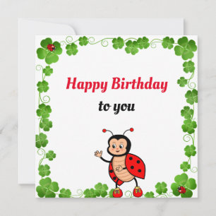 Tarjeta plana de cumpleaños de mariquita feliz lin