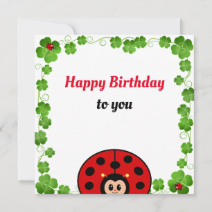 Tarjeta plana de cumpleaños de mariquita linda