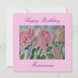 Tarjeta plana de cumpleaños de rosas de verano abs