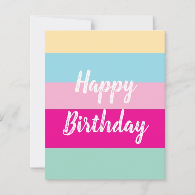 Tarjeta plana de cumpleaños feliz con patrón de ra (Anverso)