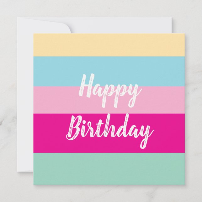 Tarjeta plana de cumpleaños feliz con patrón de ra (Anverso)