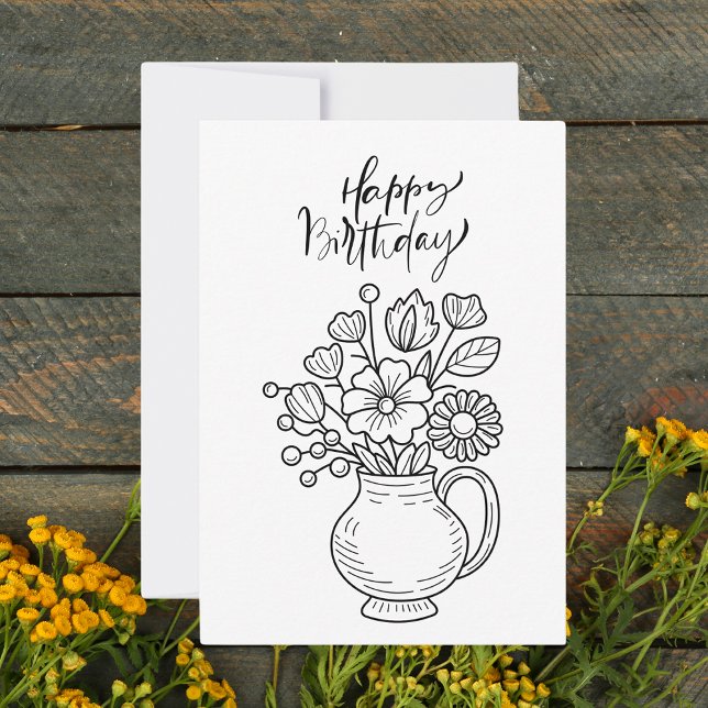 Tarjeta plana de cumpleaños feliz de Boho blanco y (Subido por el creador)