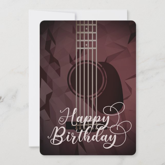 Tarjeta plana de cumpleaños feliz de guitarra acús (Anverso)