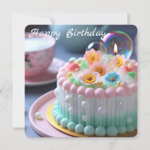 Tarjeta plana de cumpleaños feliz para princesas p