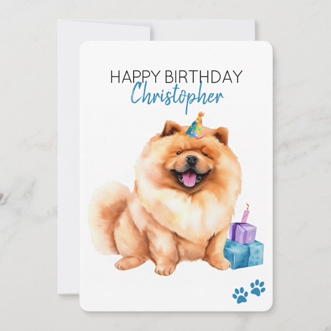 Tarjeta Plana de cumpleaños feliz personalizada Chow Chow  (Anverso)