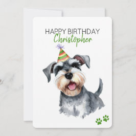 Tarjeta Plana de cumpleaños feliz personalizada de Schnauz