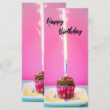 Tarjeta plana de cumpleaños feliz rosa - Tema de p