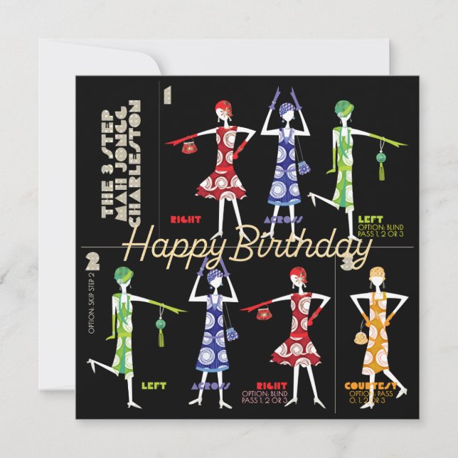 Tarjeta plana de cumpleaños Mah Jongg Charleston (Anverso)