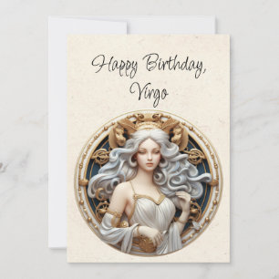 Tarjeta plana de cumpleaños Minimalista Virgo Maid