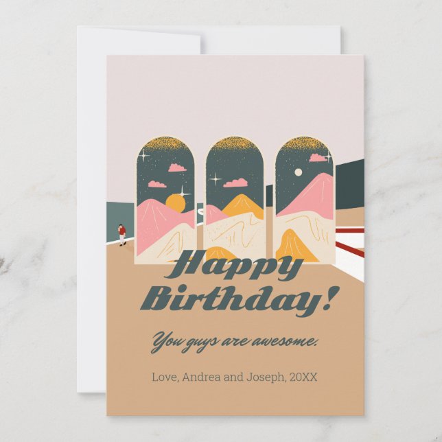Tarjeta plana de cumpleaños personalizada Boho Fut (Anverso)