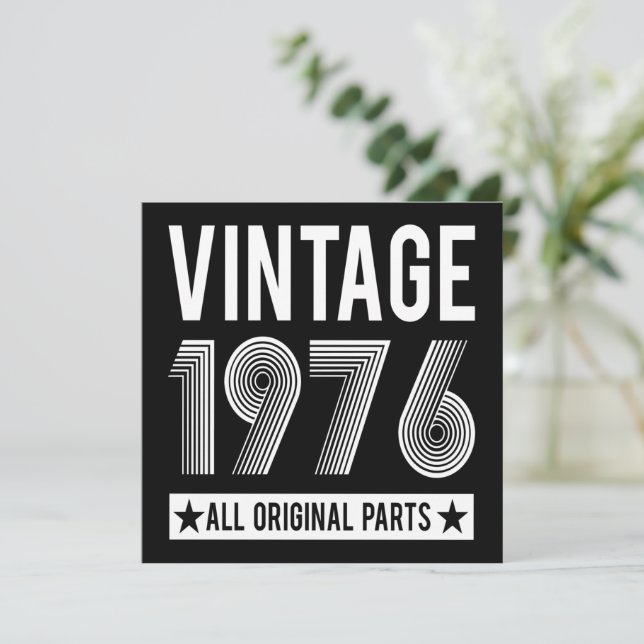 Tarjeta plana de cumpleaños Vintage 1976 (Anverso de pie)